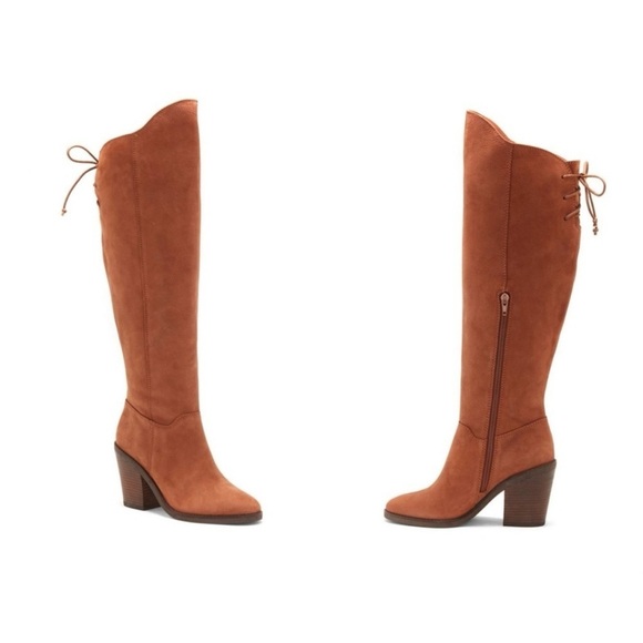 Lucky Brand Shoes - Lucky Brand Pembe Brown Leather Over the Knee Riding Boots Women's Size 6.5 M